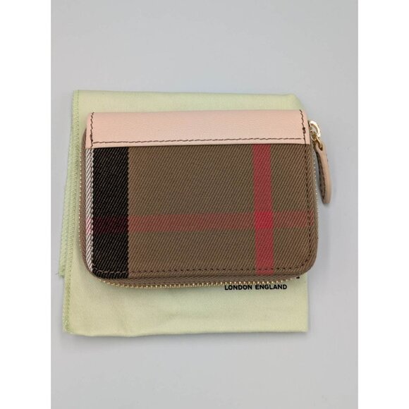 Burberry MN Zip Around Check Canvas Coin Wallet Pale Cameo 8084527 - Picture 2 of 11